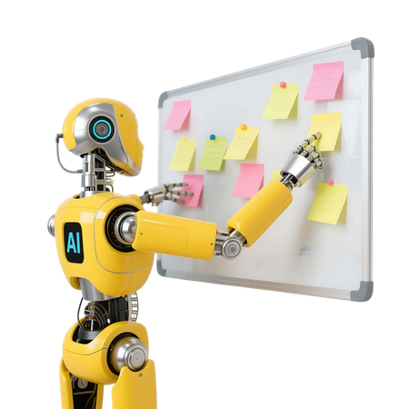 AI AI robot character doing task planning  3D Illustration