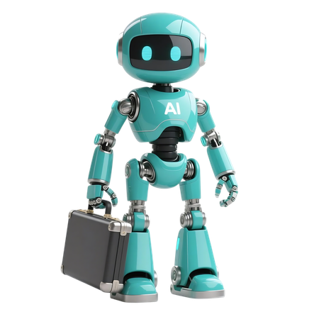 AI AI robot character holding briefcase  3D Illustration