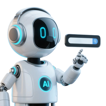 AI AI Support robot with search bar  3D Illustration