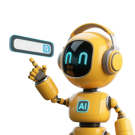 AI AI Support robot with search bar  3D Illustration