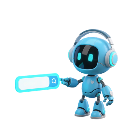 AI AI Support robot with search bar  3D Illustration