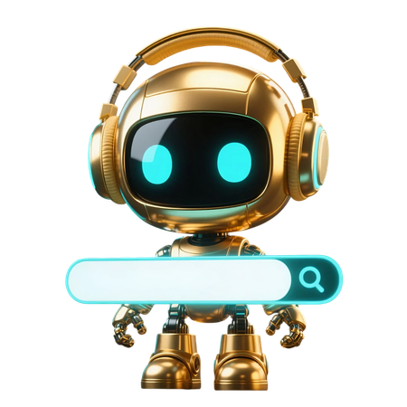 AI AI Support robot with search bar  3D Illustration