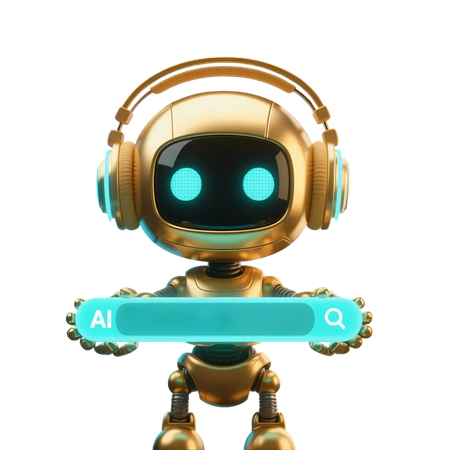 AI AI Support robot with search bar  3D Illustration