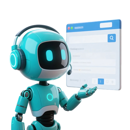 AI AI Support robot with search bar  3D Illustration