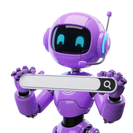 AI AI Support robot with search bar  3D Illustration