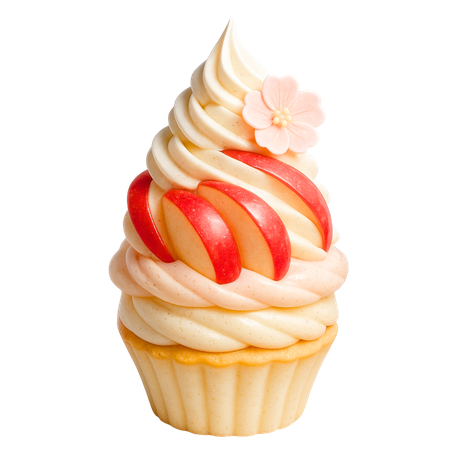 AI Apple Cream Twirl Cupcake  3D Icon