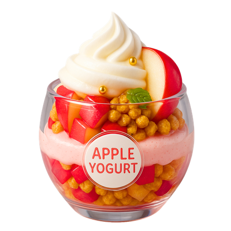 AI Apple Yogurt Crunch Cup  3D Icon