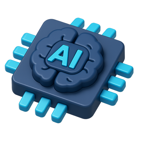 AI Artificial Intelligence Brain Chip  3D Icon