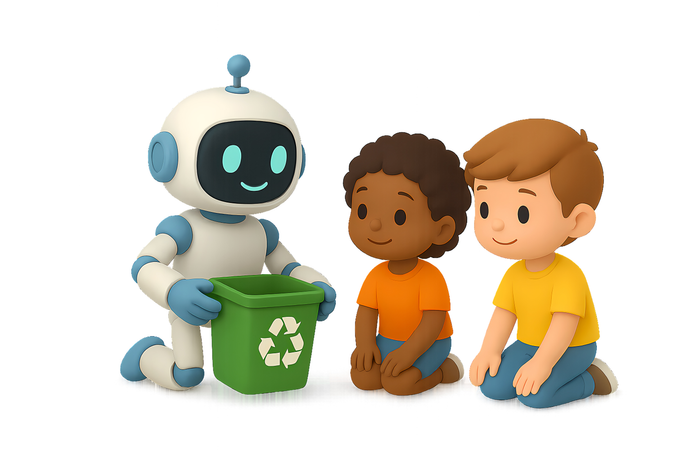 AI Aula de reciclagem de robôs com crianças Imagem