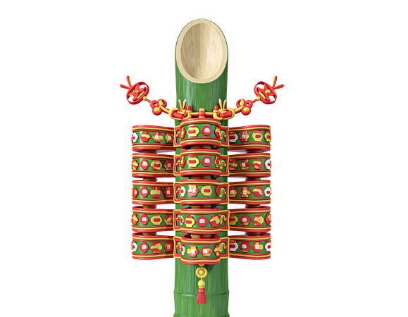 AI Bamboo poles for dragon dance  3D Icon