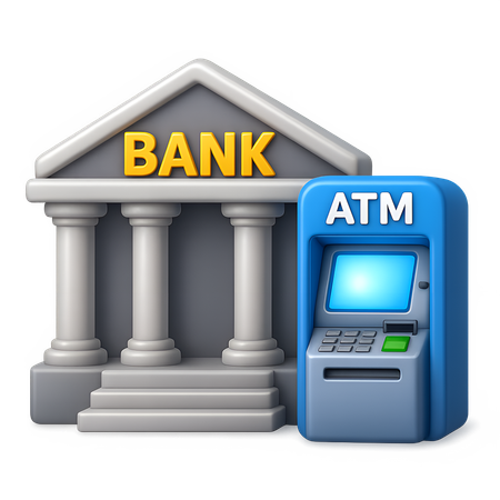 AI Bâtiment de la banque et guichet automatique  Image IA