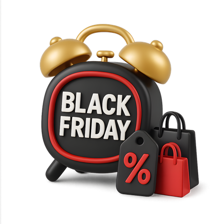 AI Black Friday Alarm Clock  3D Illustration