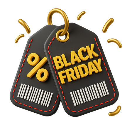 AI Black Friday Discount Tags  3D Illustration