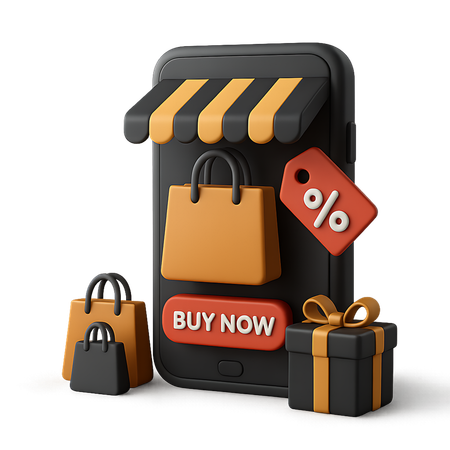 AI Black Friday Mobile Store  3D Illustration