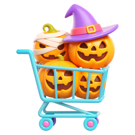 AI Black Friday Pumpkin Shopping Cart  3D Icon