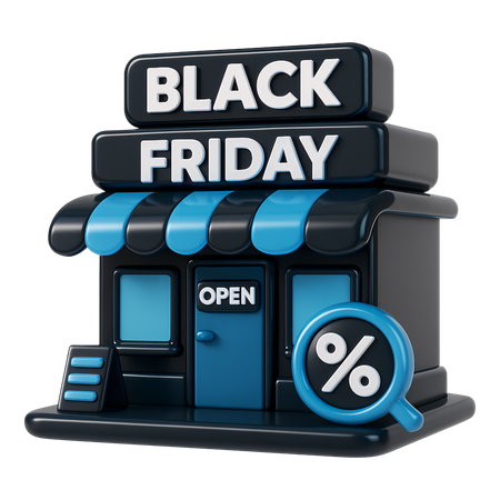 AI Black Friday Shop Building  3D Icon