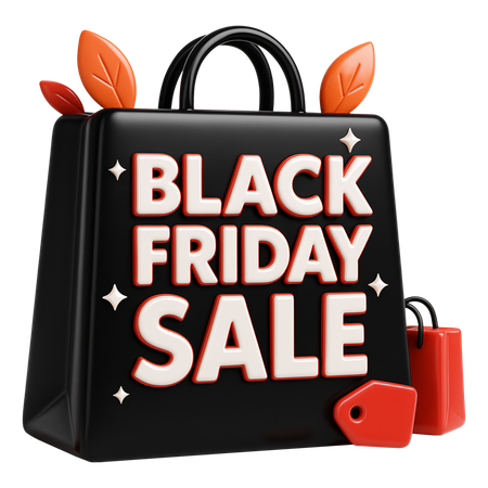 AI Black Friday Shopping Bag Sale  3D Icon