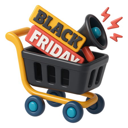 AI Black Friday Shopping Cart Promotion  3D Icon