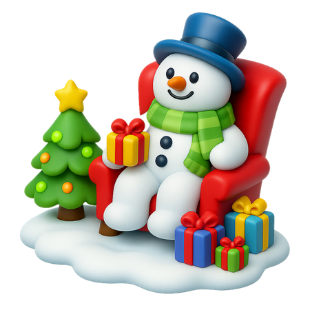 AI Boneco de neve com caixa de presente  Imagem