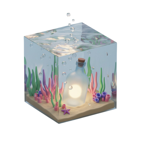 AI Botella de mar que brilla bajo el agua  Imagen