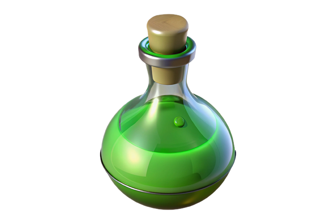 AI Botella de poción 3D con líquido verde  Imagen