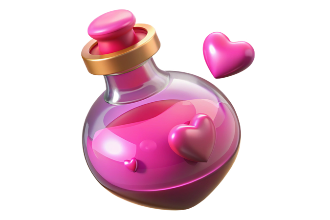 AI Botella de poción mágica rosa con dije de corazón  Imagen