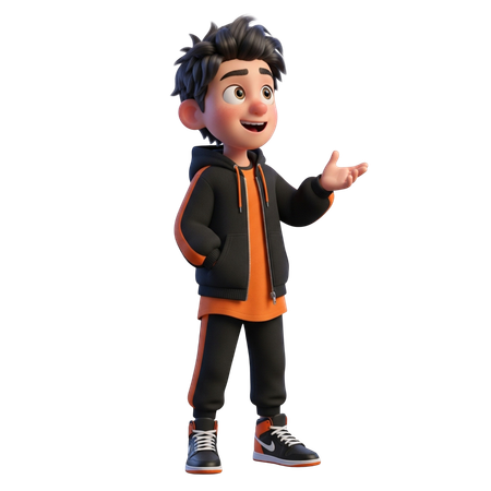 AI Boy in explaining-gesture  3D Illustration