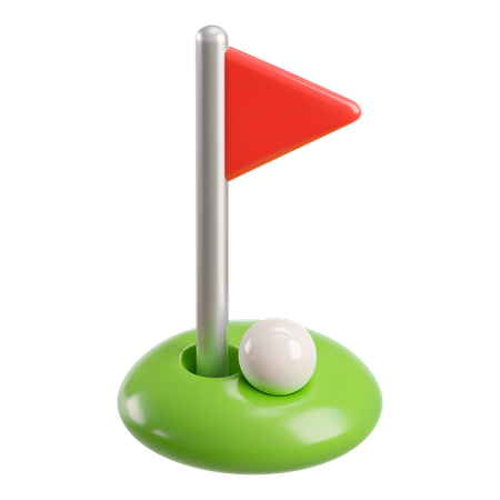 AI Buraco de golfe com bandeira e bola  Imagem