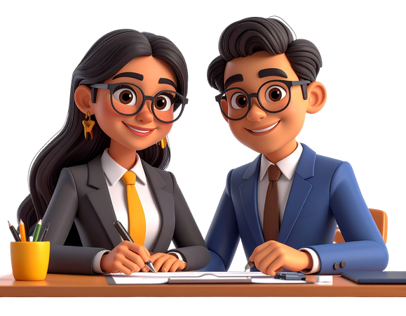 AI Business colleagues working together at office des  3D Illustration