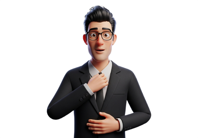 AI Businessman adjusting tie for job interview  3D Illustration