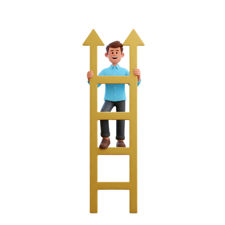 AI Businessman climbing on ladder for business Goal  3D Illustration