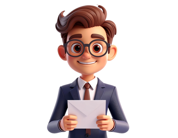 AI Businessman holding envelope  3D Illustration