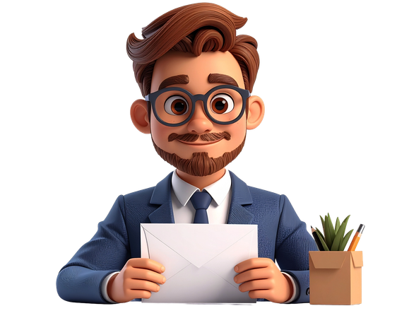 AI Businessman holding envelopment  3D Illustration