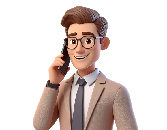 AI Businessman talking on phone  3D Illustration