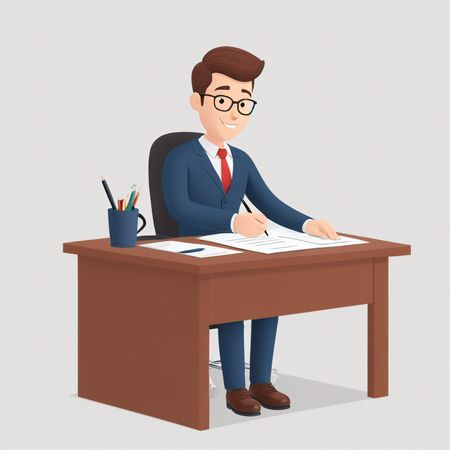 AI Businessman Working at His Desk  Image