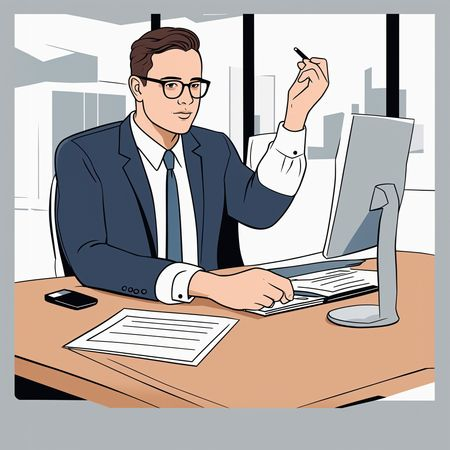 AI Businessman Working In Office At Computer  Image