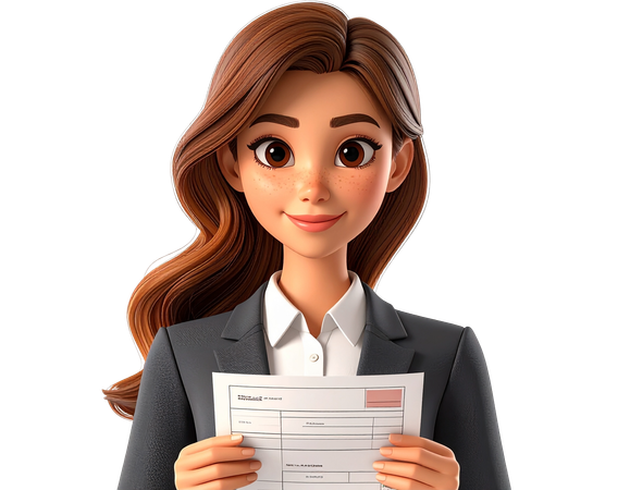 AI Businesswoman holding resume for job interview  3D Illustration