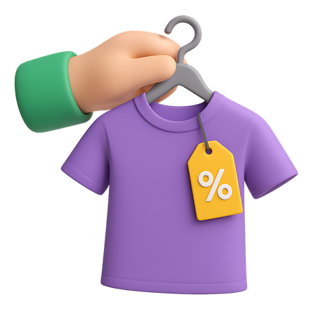 AI Camisa de mão segurando com etiqueta de desconto  Imagem