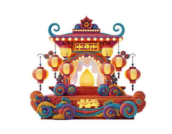 AI Carro alegórico do festival das lanternas  3D Icon