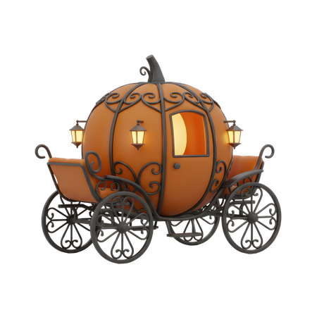 AI Carruagem de abóbora com rodas de filigrana de ferro e lanterna macia Imagem