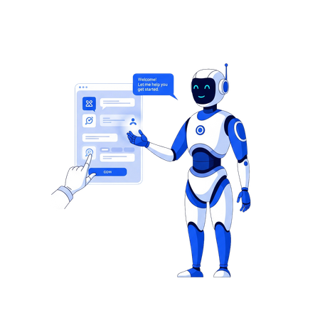 AI Chatbot Guiding User Through App Interface  Illustration