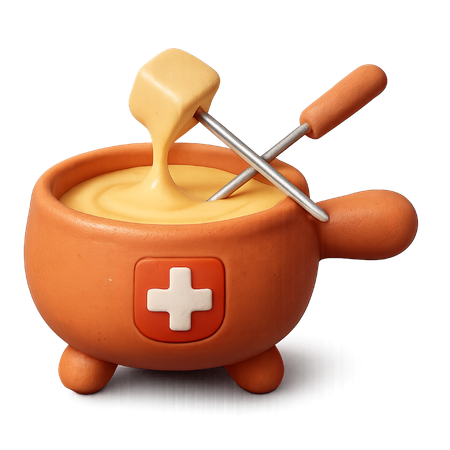 AI Cheese fondue pot with dipping forks  3D Icon