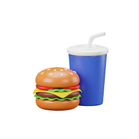 AI Cheeseburger With Drink  3D Icon
