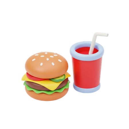 AI Cheeseburger With Drink  3D Icon