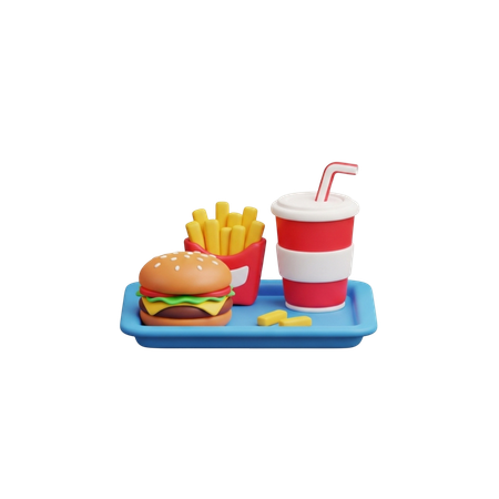 AI Cheeseburger With Drink  3D Icon