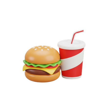 AI Cheeseburger With Drink  3D Icon