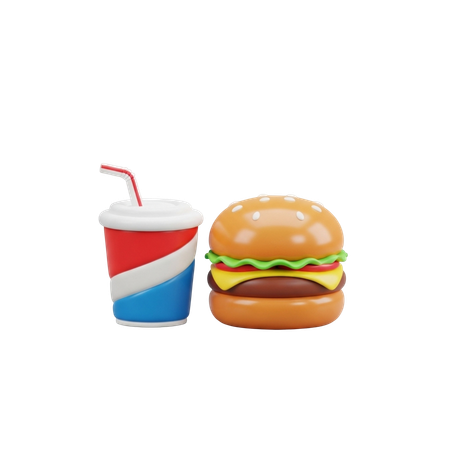 AI Cheeseburger With Drink  3D Icon