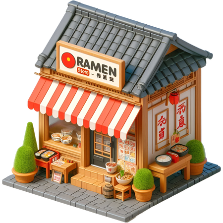 AI Classic Ramen Shop  3D Illustration