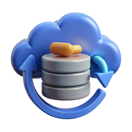 AI Cloud database storage with data upload and download arrows isolated on transparent background  3D Icon