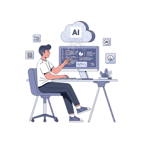 AI Coder Using Cloud-Based AI Environment Illustration